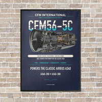Thumbnail for CFM56-5C vertical canvas print - framed - navy blue background
