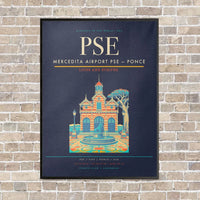 Thumbnail for Mercedita Airport PSE — Ponce vertical canvas print - framed - navy blue background