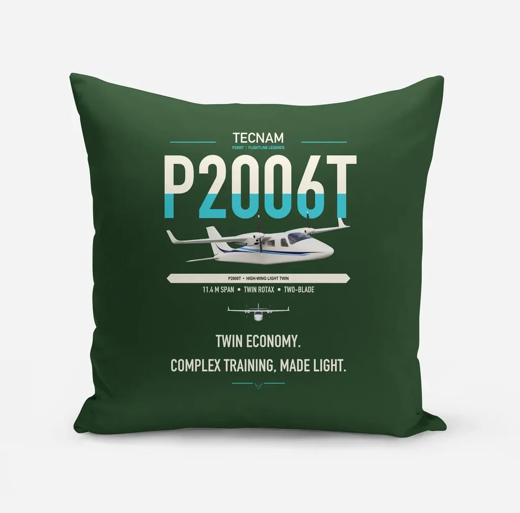 Tecnam P2006T design on dark green pillow