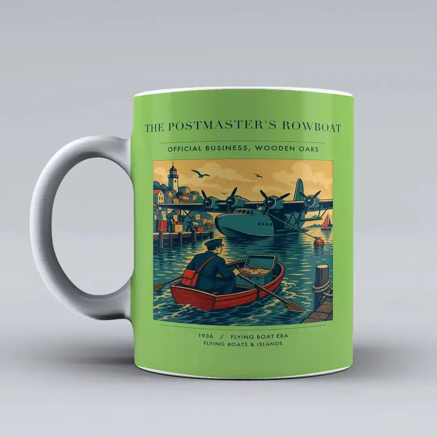 VINTAGE G4278 - The Postmaster's Rowboat - Ceramic Mug design on lightgreen