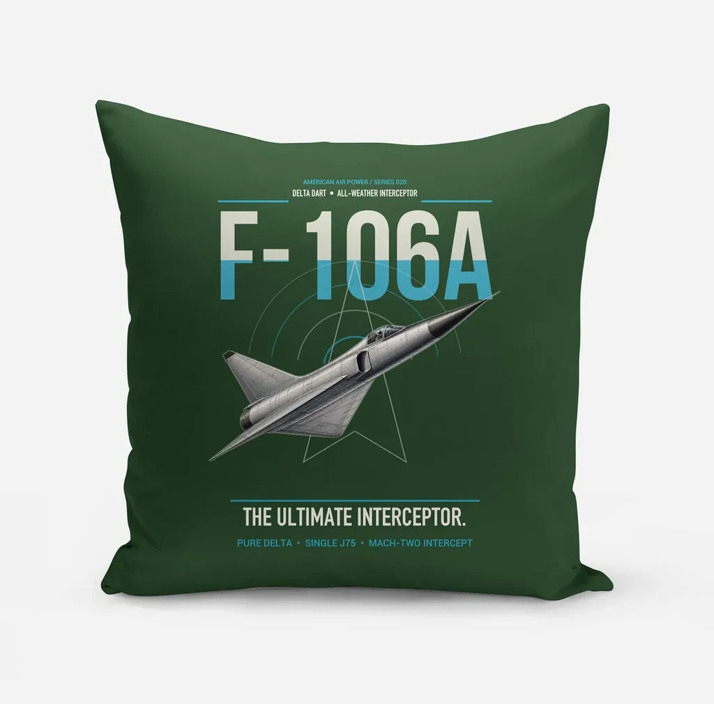F-106A Delta Dart design on dark green pillow