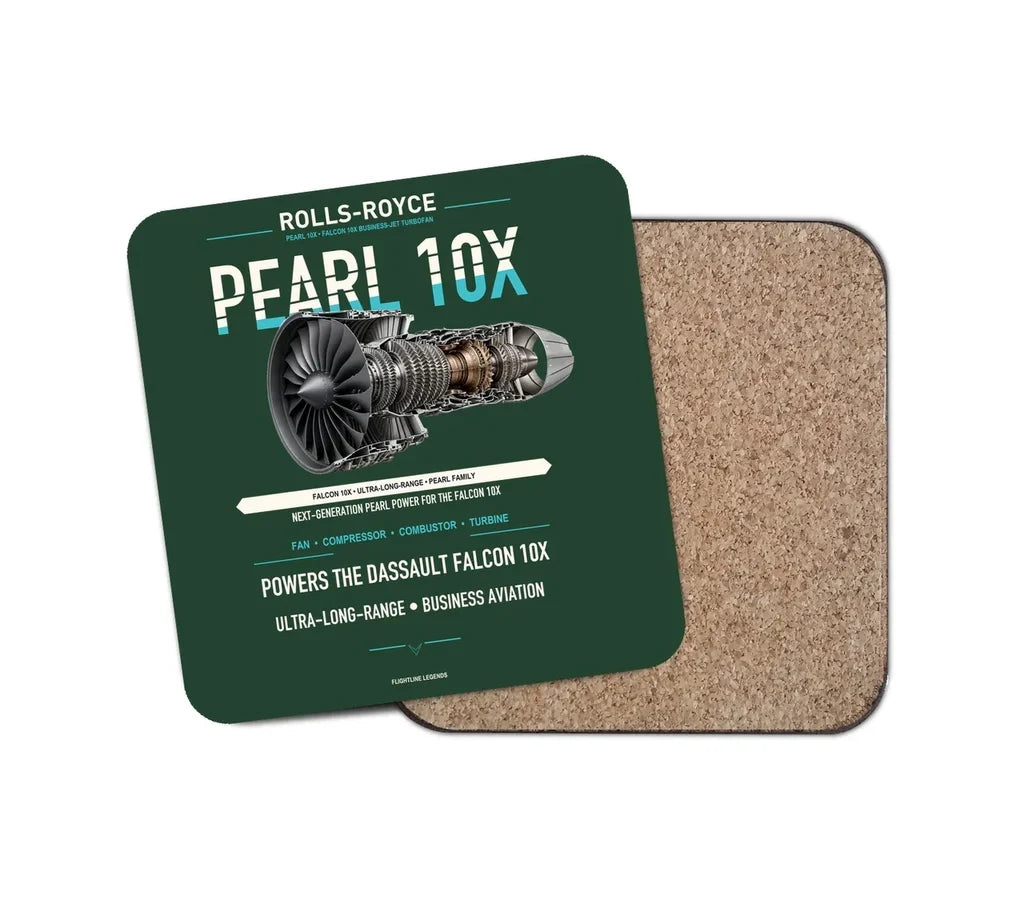 PEARL 10X design on dark green 1 piece coaster