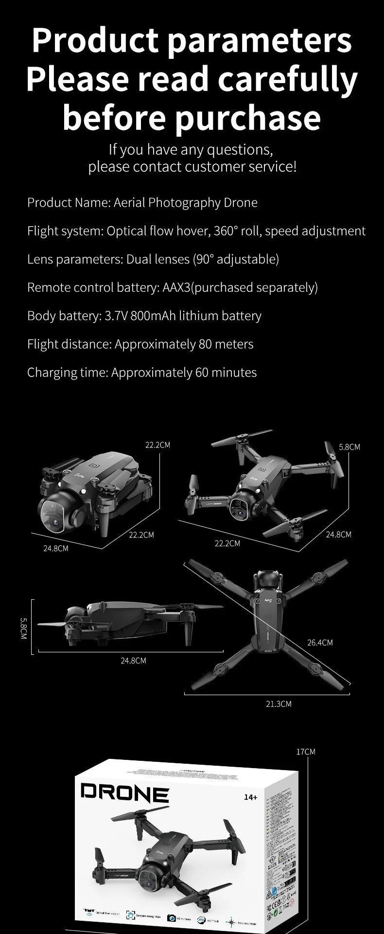 H20 Brushless Foldable Drone: HD Aerial Quadcopter with VR Immersive Experience - view 14