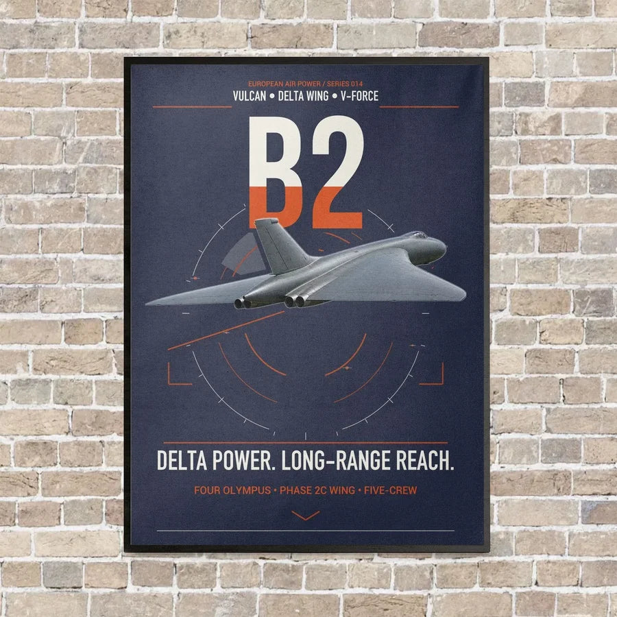 Avro Vulcan B2 vertical canvas print - framed - navy blue background