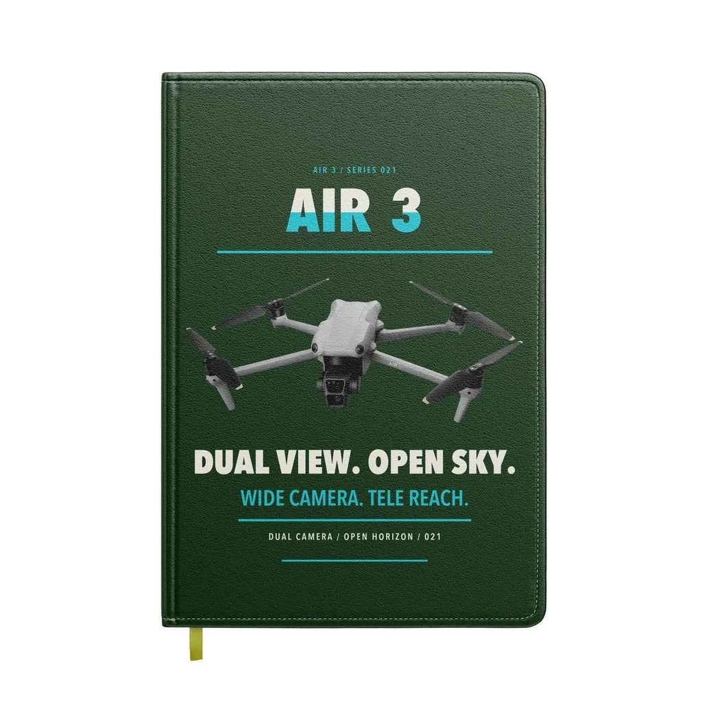DJI Air 3 design on dark green notebook