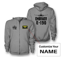 Thumbnail for Embraer E-190 & Plane Designed Zipped Hoodies - view 13