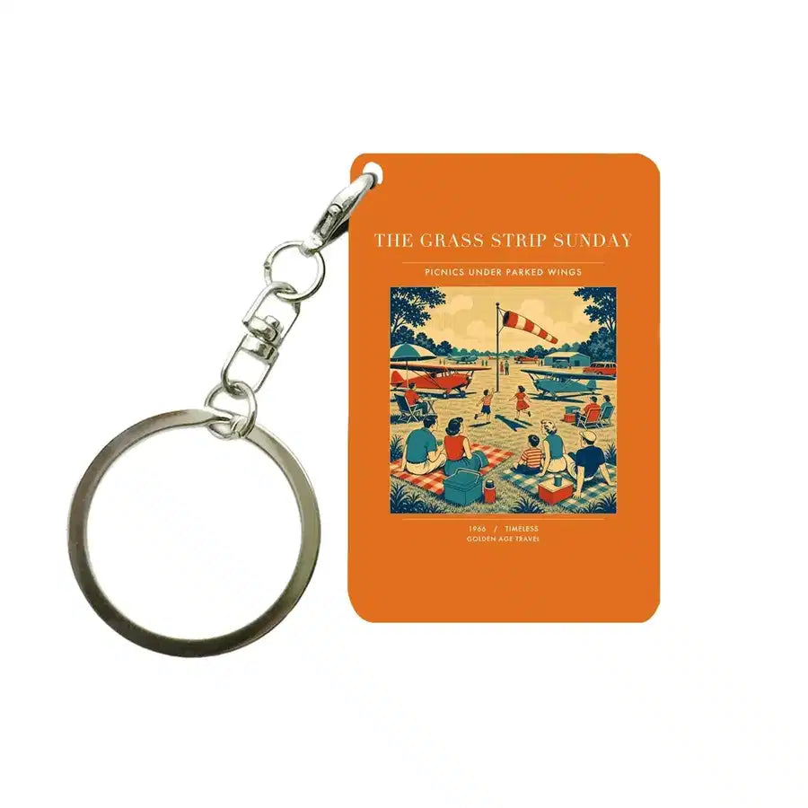 VINTAGE G4241 - The Grass Strip Sunday - Designed Key Chain design on orange