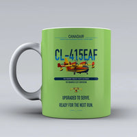 Thumbnail for Canadair CL-415EAF design on light green ceramic mug, double-side print
