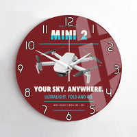 Thumbnail for DJI Mini 2 design on dark red no frame wall clock