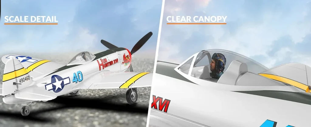 P47 Thunderbolt 400mm 4CH RC Plane RTF (2.4G, 6-Axis, 1-Key Aerobatic) 761-16 - view 15