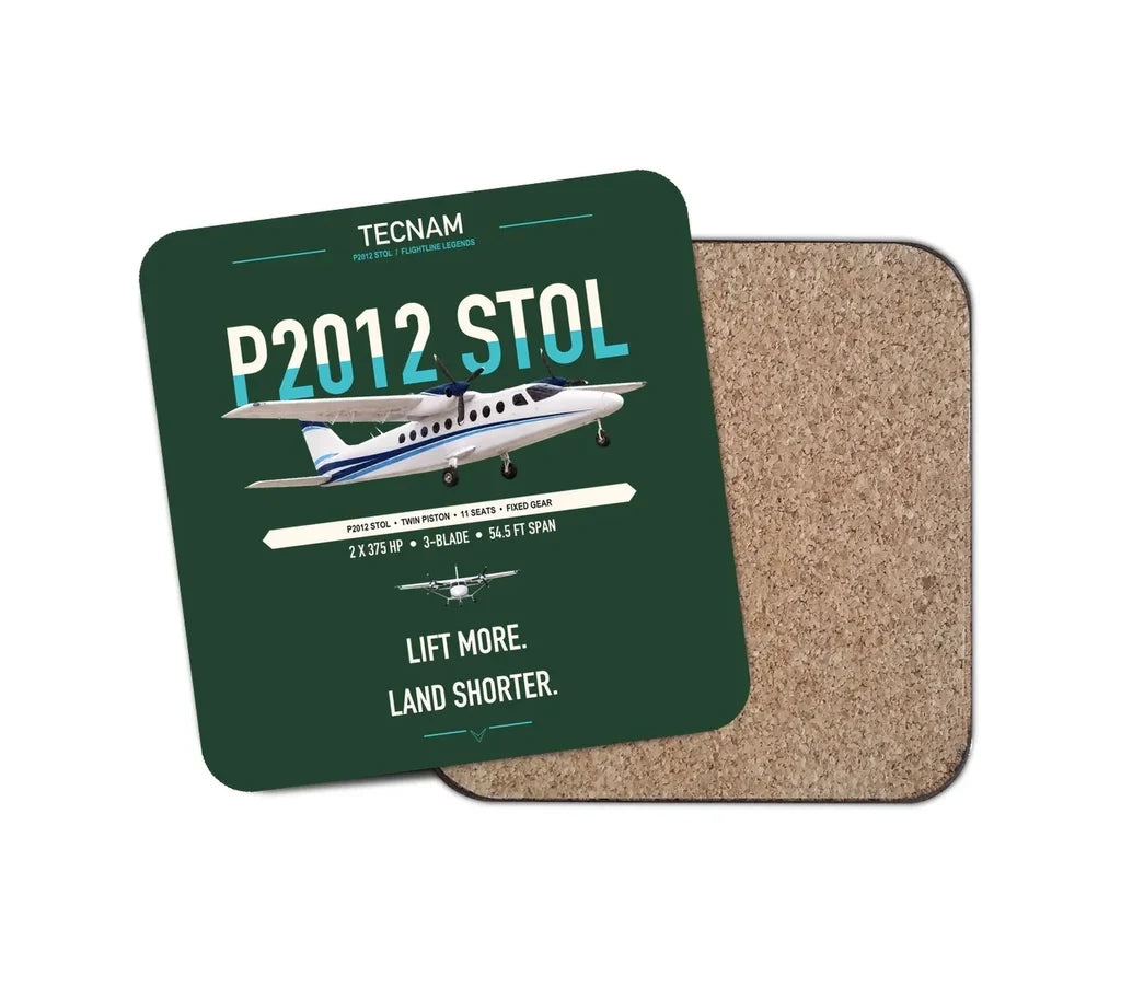 Tecnam P2012 STOL design on dark green 1 piece coaster