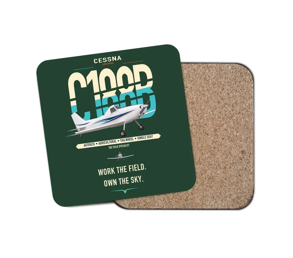 Cessna A188B AgTruck design on dark green 1 piece coaster