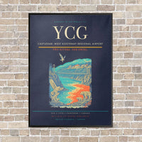 Thumbnail for Castlegar–West Kootenay Regional Airport YCG vertical canvas print - framed - navy blue background