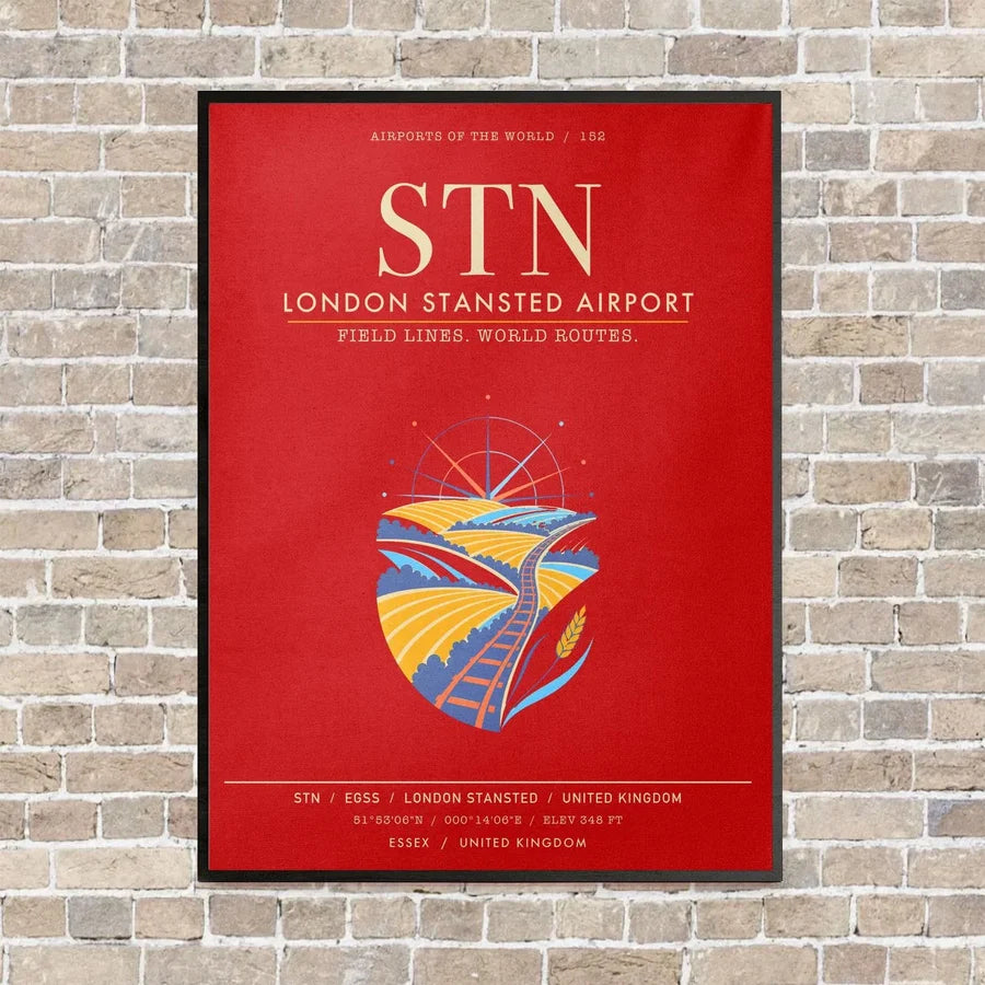 London Stansted Airport STN - Canvas Framed - Red