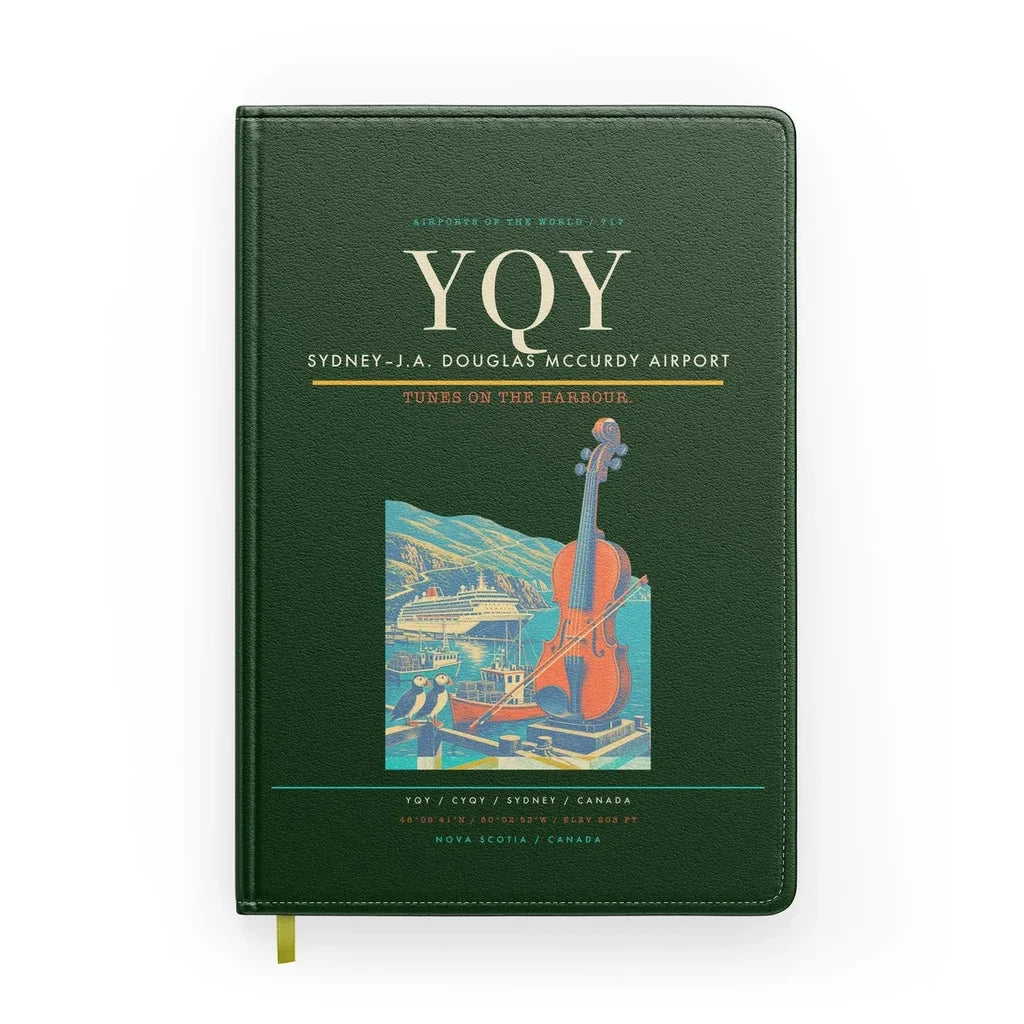 Sydney–J.A. Douglas McCurdy Airport (YQY) design on dark green notebook