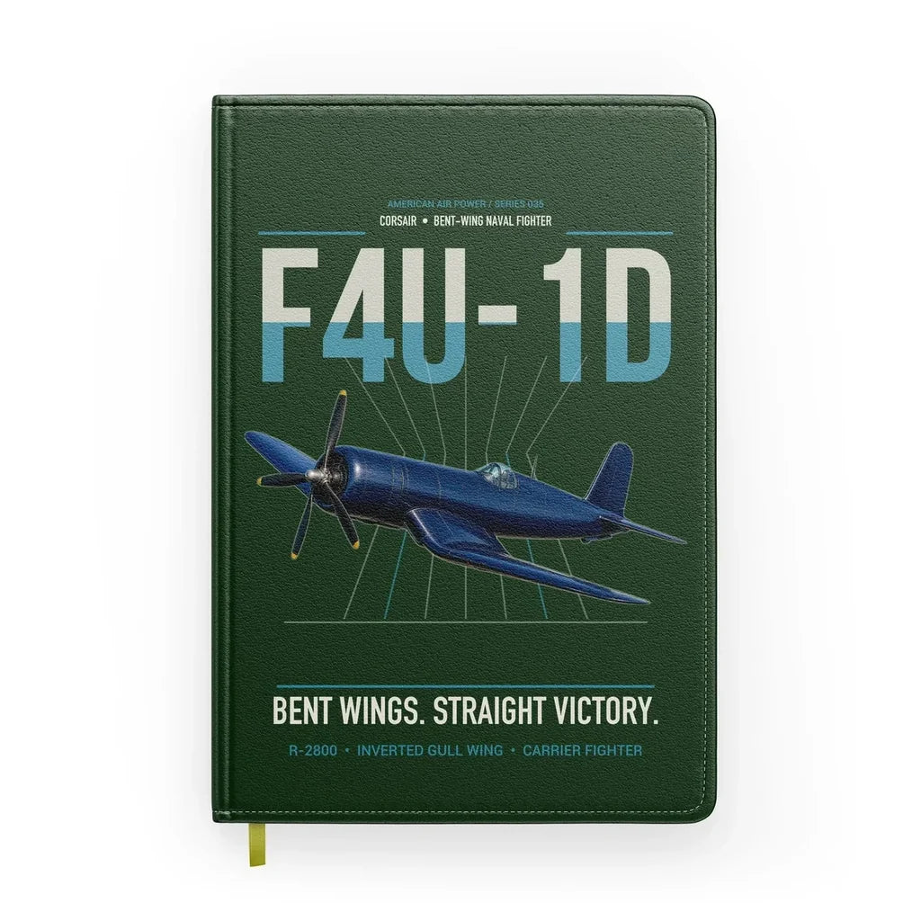 F4U-1D Corsair design on dark green notebook