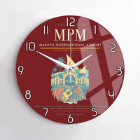 Thumbnail for Maputo International Airport (MPM) design on dark red no frame wall clock