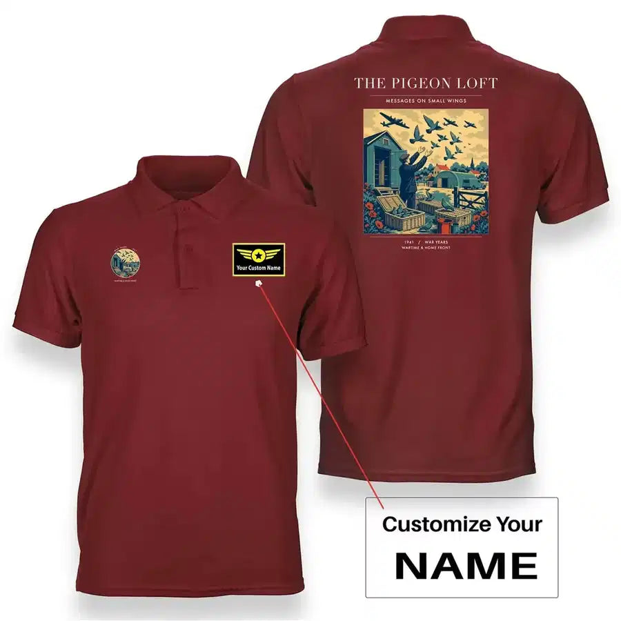 VINTAGE G4526 - The Pigeon Loft - Double-Side Polo T-Shirt design on red+name