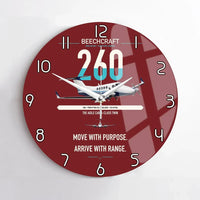 Thumbnail for Beechcraft King Air 260 design on dark red no frame wall clock