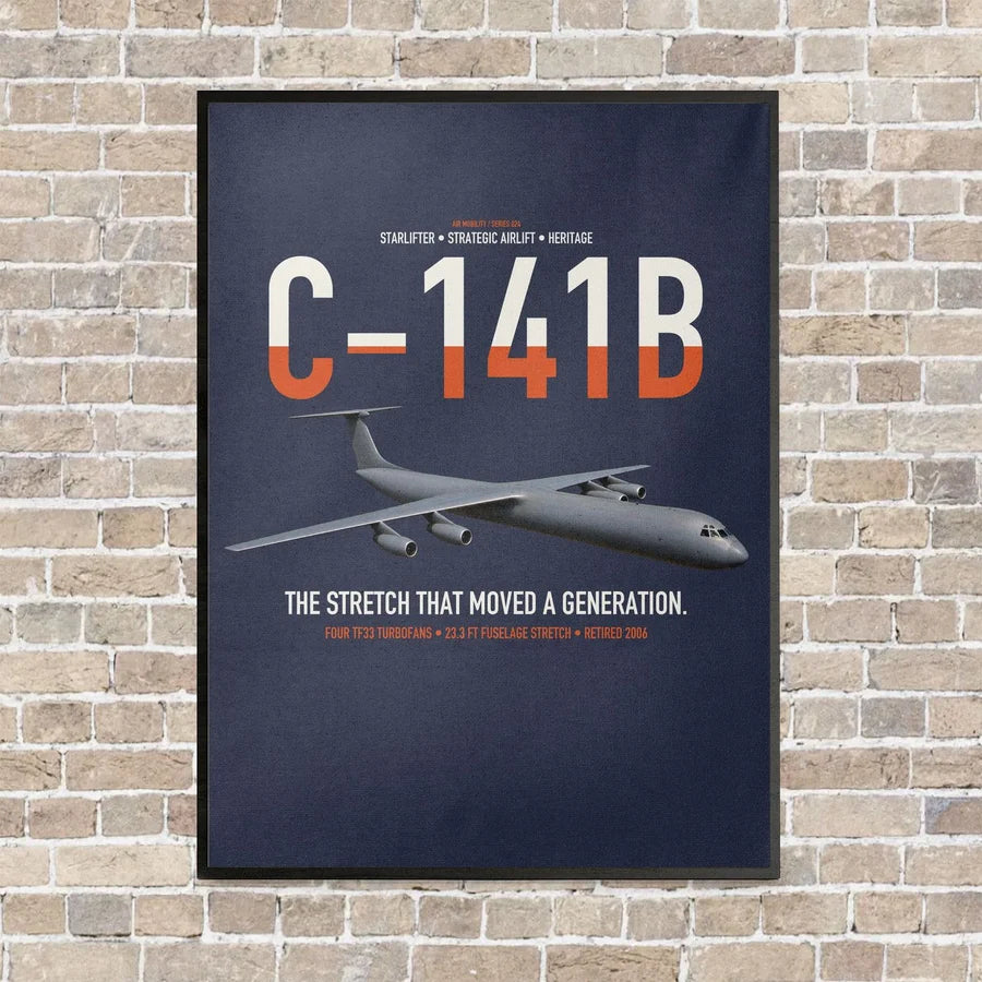 C-141B Starlifter vertical canvas print - framed - navy blue background