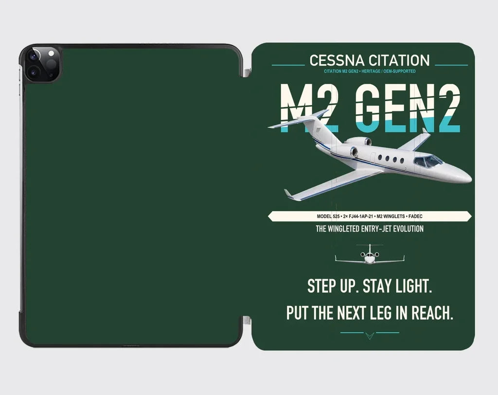 Cessna Citation M2 Gen2 design on dark green ipad tablet case
