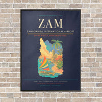 Thumbnail for Zamboanga International Airport ZAM vertical canvas print - framed - navy blue background