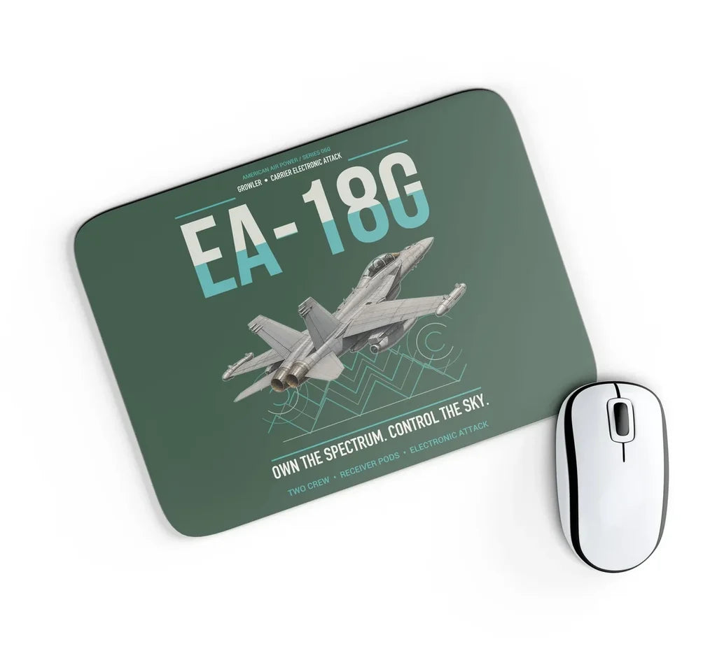 EA-18G Growler design on dark green rectangle mouse pad