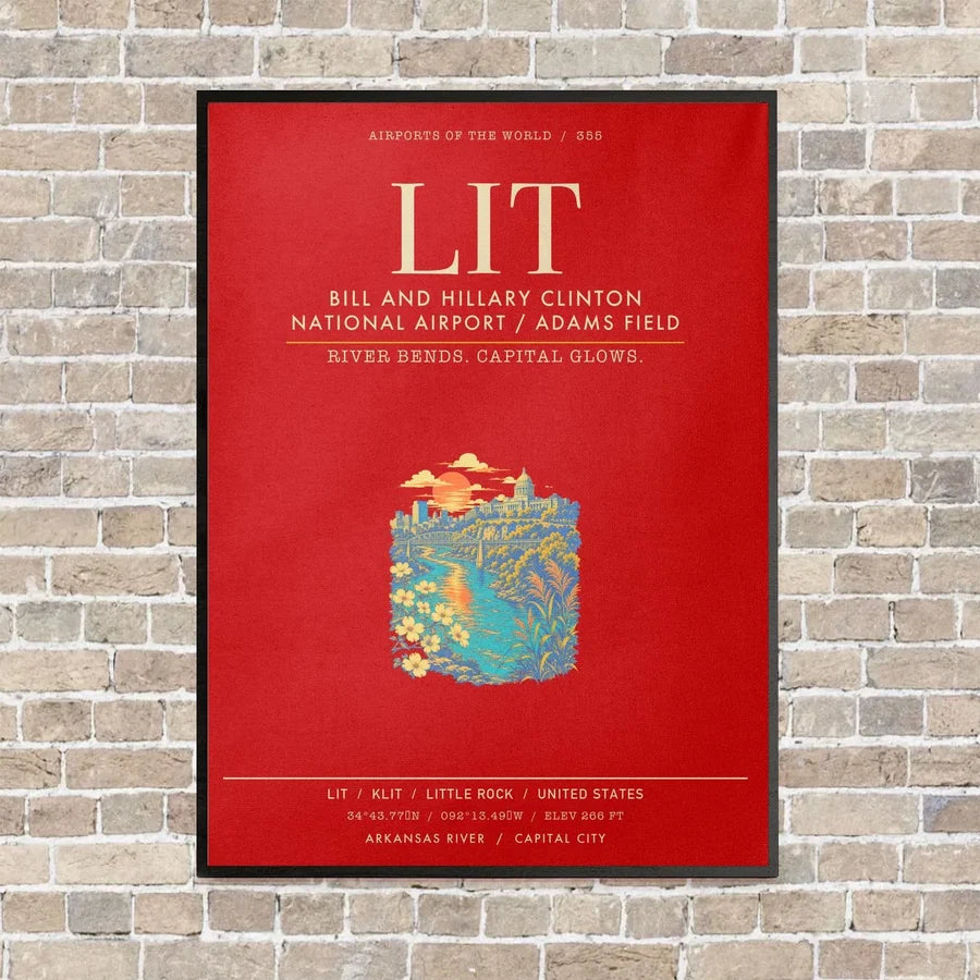 Bill and Hillary Clinton National Airport - Adams Field Little Rock LIT - Canvas Framed - Red