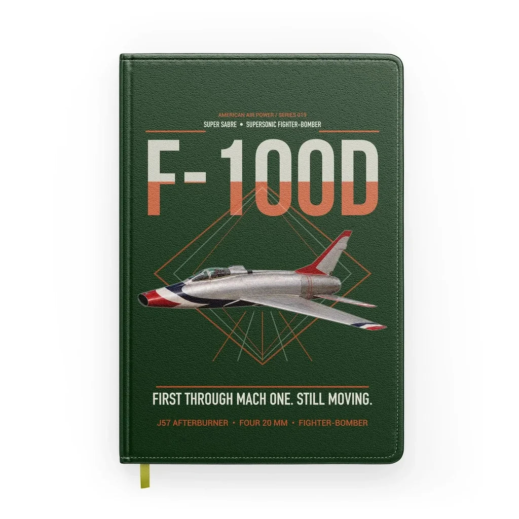 F-100D Super Sabre design on dark green notebook