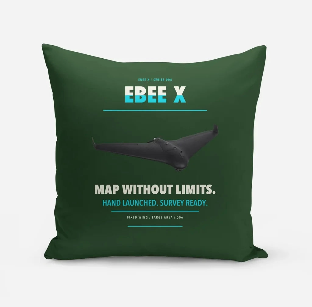 AgEagle eBee X design on dark green pillow
