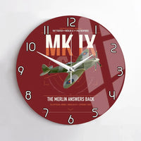 Thumbnail for Supermarine Spitfire Mk IX design on dark red no frame wall clock