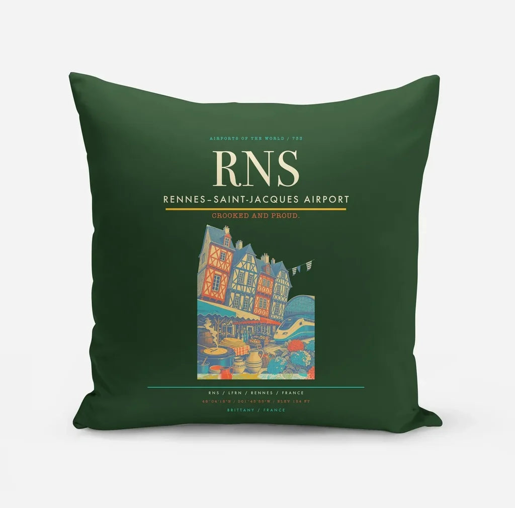 Rennes–Saint-Jacques Airport (RNS) design on dark green pillow