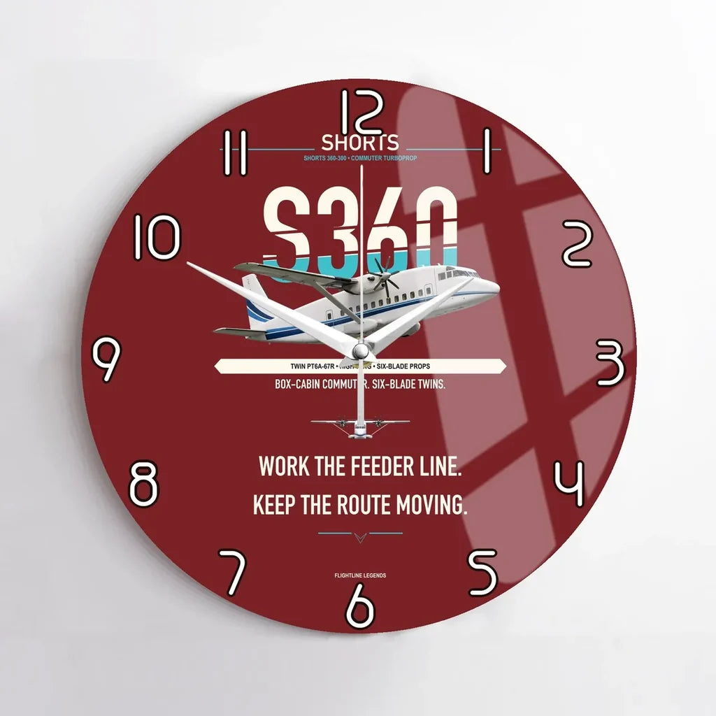 Shorts 360-300 design on dark red no frame wall clock