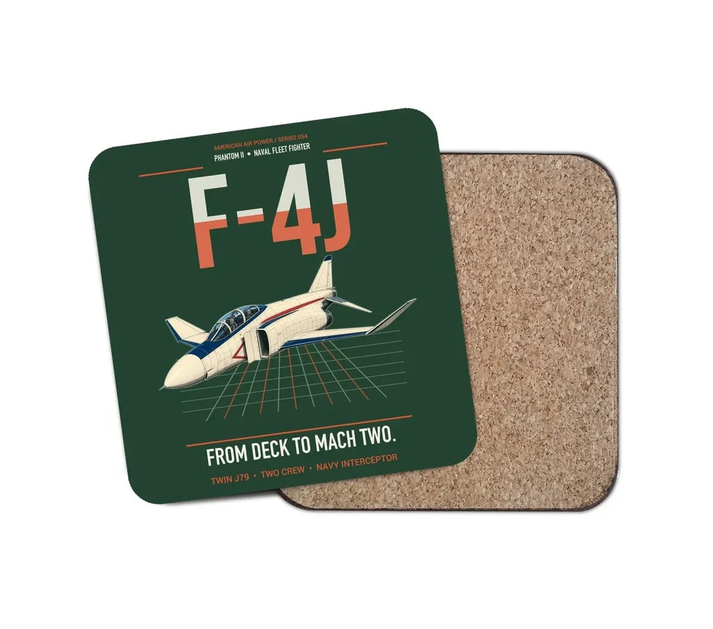 F-4J Phantom II design on dark green 1 piece coaster