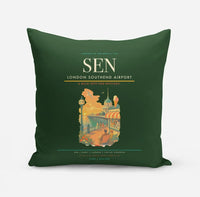 Thumbnail for London Southend Airport (SEN) design on dark green pillow