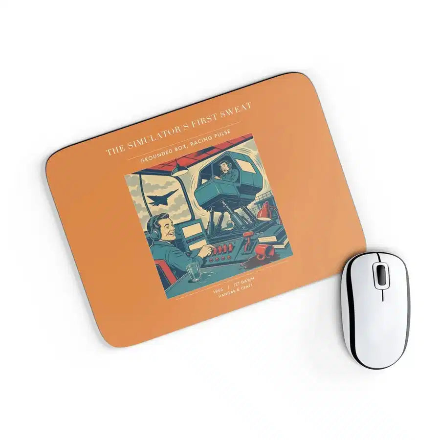 VINTAGE G4462 - The Simulator's First Sweat - Designed Mouse Pads design on orange rectangle