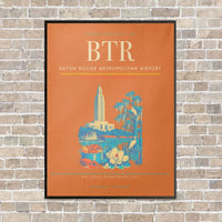 Thumbnail for Baton Rouge Metropolitan Airport BTR - Canvas Framed - Orange