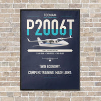 Thumbnail for Tecnam P2006T vertical canvas print - framed - navy blue background