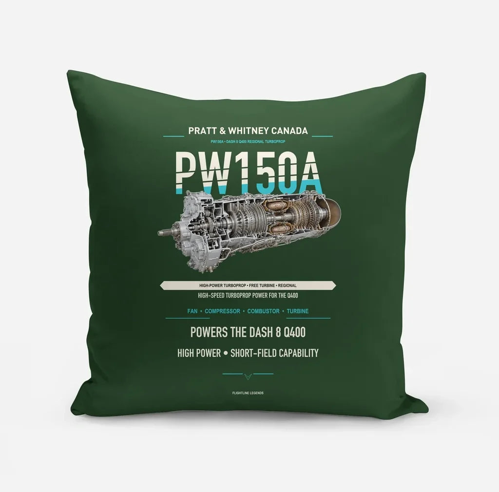 PW150A design on dark green pillow