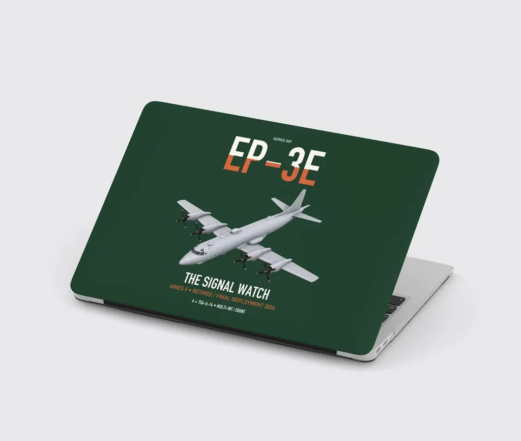 EP-3E ARIES II design on dark green MacBook case