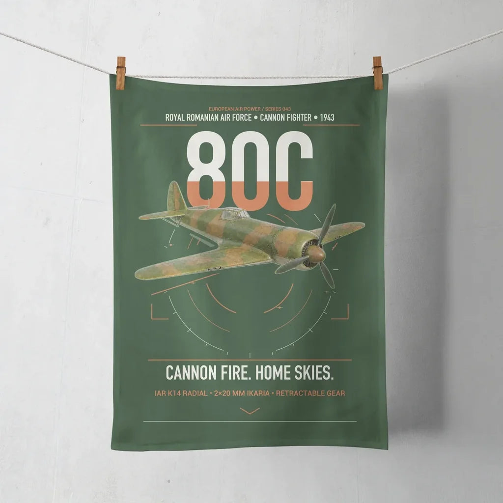 IAR 80C design on dark green towel