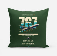 Thumbnail for Boeing 787-9 Dreamliner design on dark green pillow