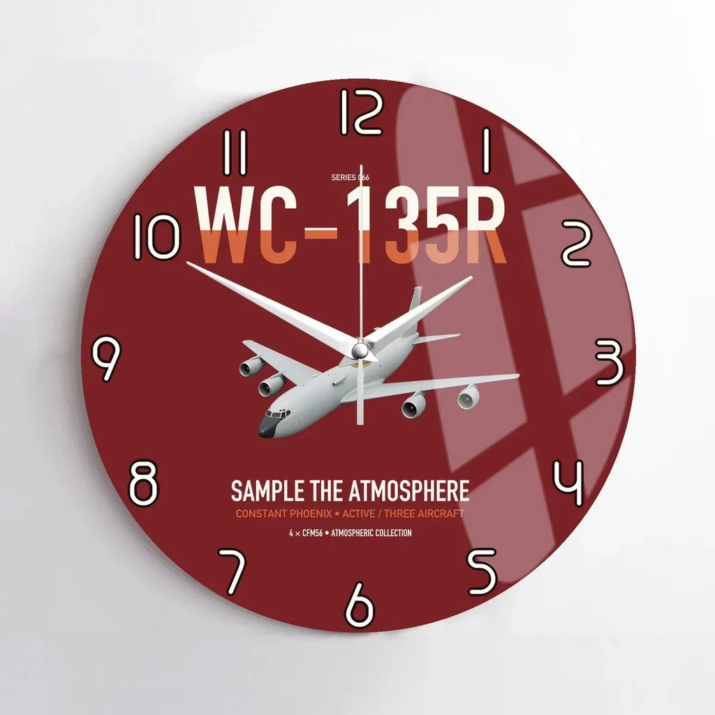 WC-135R Constant Phoenix design on dark red no frame wall clock