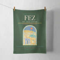 Thumbnail for Fes (FEZ) design on dark green towel
