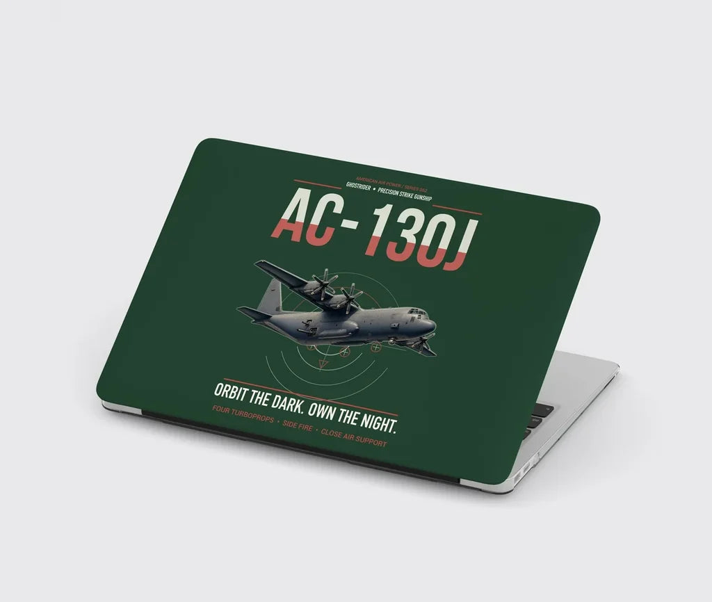AC-130J Ghostrider design on dark green MacBook case