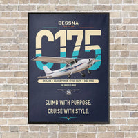 Thumbnail for Cessna 175 Skylark vertical canvas print - framed - navy blue background