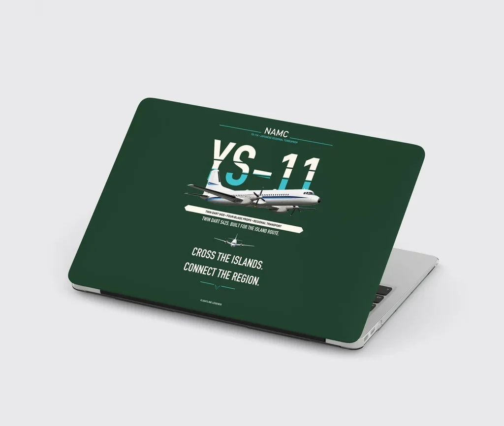 NAMC YS-11A design on dark green MacBook case