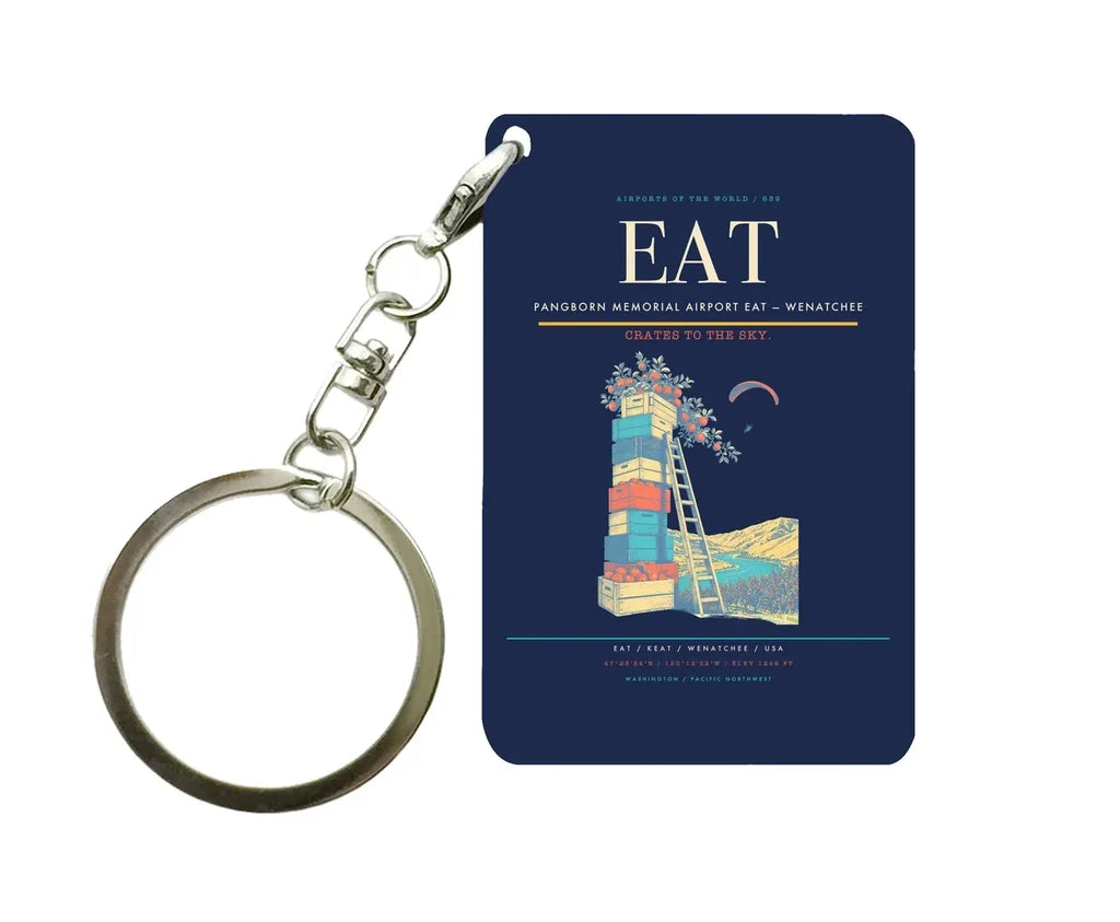 Pangborn Memorial Airport (EAT) design on navy blue key chain