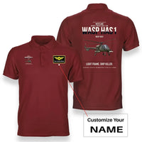 Thumbnail for Westland Wasp HAS1 design on red+name double-side polo t-shirt, double-side print