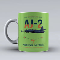 Thumbnail for AJ-2 Savage Tanker design on light green ceramic mug, double-side print